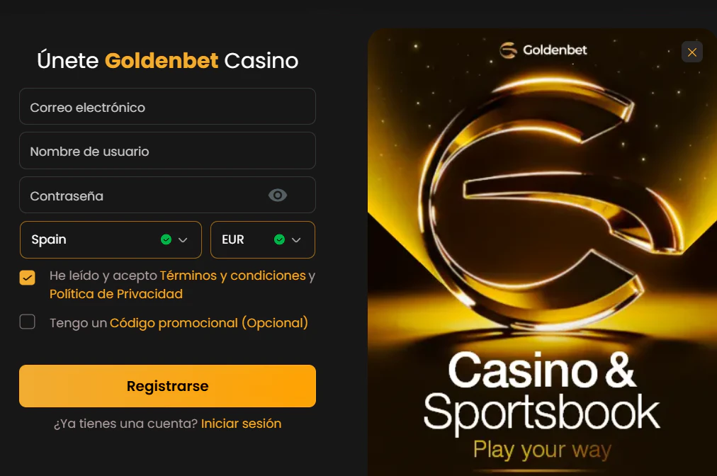 Registro de nuevos usuarios y acceso a Goldenbet